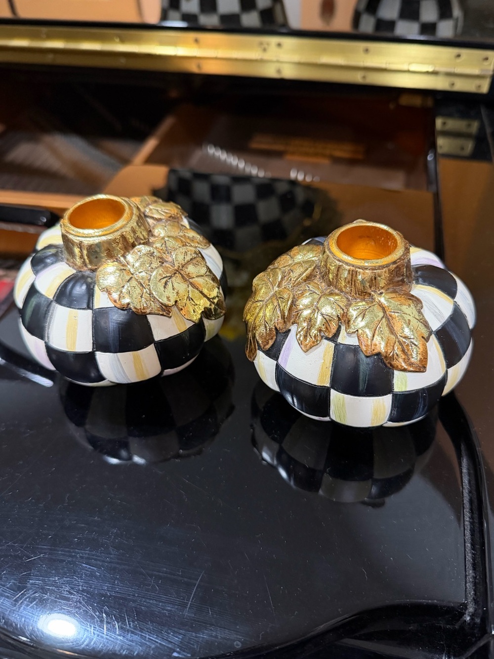 MacKenzie-Childs Courtly
Check Pumpkin Candlestick holder